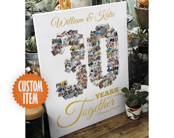 30th Anniversary Decorations | 30 Year Anniversary Gift for Parents | 30 Years Together Custom Photo Collage Sign