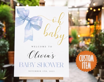 Baby Shower Decorations - Personalized Baby Shower Welcome Sign | Boy or Girl Baby Shower Decor