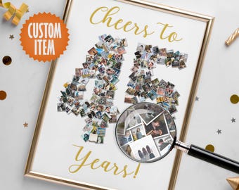 45th Birthday Decorations | Cheers to 45 Years | 45th Birthday Photo Collage