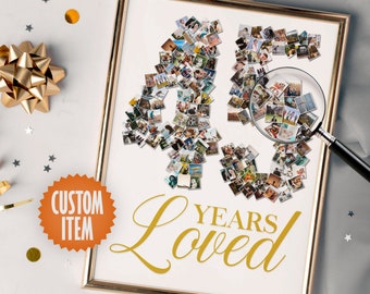 45th Birthday Decoration | 45th Birthday Photo Collage Sign | 45 Years Loved | 45th Birthday Decor