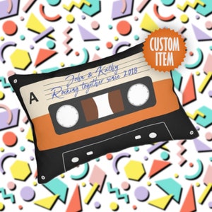 Custom Cassette Tape Pillow | Personalized Mixtape Pillow | Retro Throw Pillow