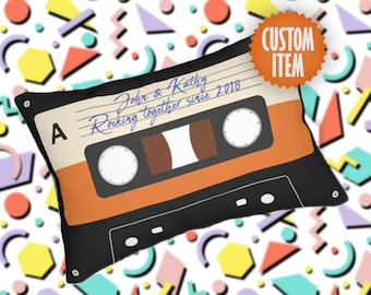 Custom Cassette Tape Pillow | Personalized Mixtape Pillow | Retro Throw Pillow