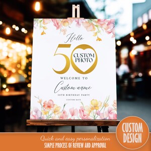 50th Birthday Welcome Sign | 50th Birthday Decorations | Hello 50 ...