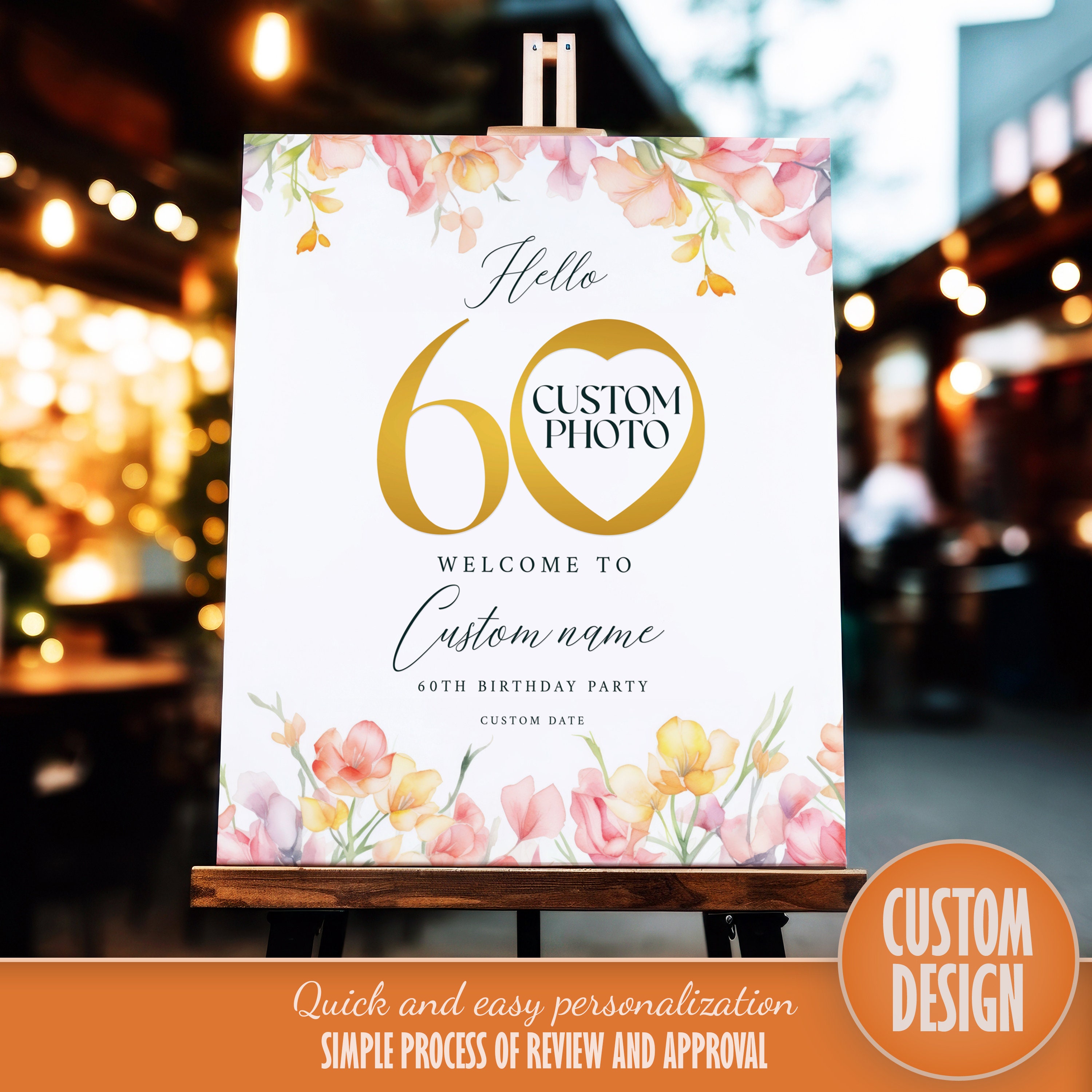 60th Birthday Welcome Sign | 60th Birthday Decorations | Hello 60 ...