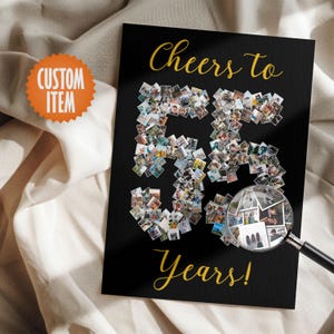 55th Birthday Decorations | Cheers to 55 Years Photo Collage | 55th Birthday Sign