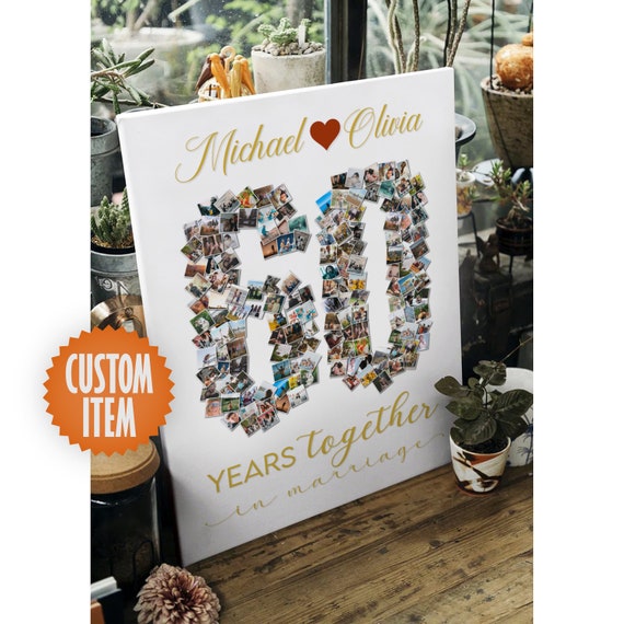 60th Wedding Anniversary Decorations 60 Years of Marriage Diamond Anniversary Decor 60th Anniversary Photo Collage Etsy