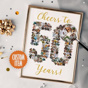 50th Birthday Decorations | 50th Birthday Photo Collage | Cheers to 50 Years