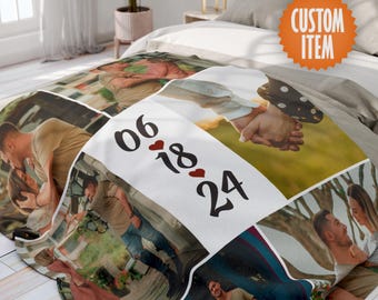 Custom Photo Blanket - Personalized Picture Collage | Anniversary Gift for Her or Him