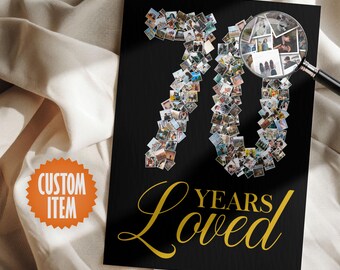 70th Birthday Sign for Him and Her | 70th Birthday Decoration | 70 Years Loved Photo Collage | 70th Birthday Decor