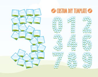 DIY Editable Template: Numbers 0-9 Photo Pile Collage | Canva Frame Bundle | DIGITAL DOWNLOAD