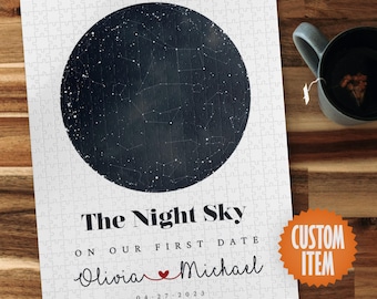 Custom Star Map Jigsaw Puzzle - Night Sky Map | Personalized Anniversary Gift for Couples