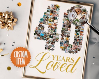 40th Birthday Decoration | 40th Birthday Photo Collage Sign | 40 Years Loved | 40th Birthday Decor