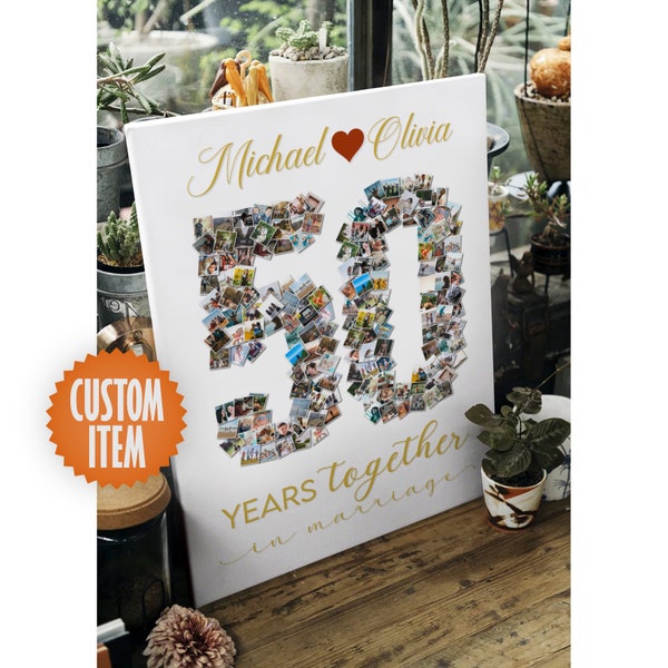 50th Wedding Anniversary Decorations | 50 Years of Marriage - 50th Anniversary Decor | Golden Anniversary Photo Collage