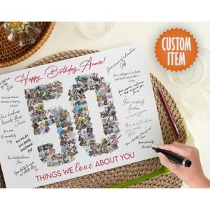 50th Birthday Decorations | 50 Things We Love About You | 50 Reasons We Love You | 50th Birthday Photo Collage Signature Board