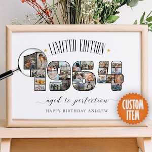 60th Birthday Decorations | Aged to Perfection: Personalized 60th Birthday Sign | 1964 Photo Collage | 60th Birthday Gift