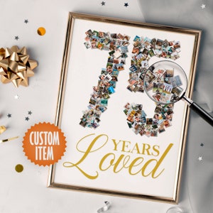 75th Birthday Decoration | 75th Birthday Photo Collage Sign | 75 Years Loved | 75th Birthday Decor