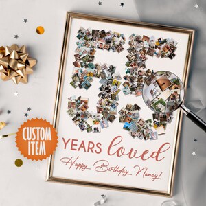 55th Birthday Decorations | 55 Years Loved | 55th Birthday Photo Collage Sign