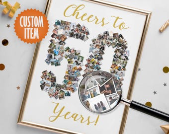 50th Birthday Decorations | 50th Birthday Photo Collage | Cheers to 50 Years