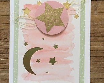 Handcrafted "A Star is Born" greeting card