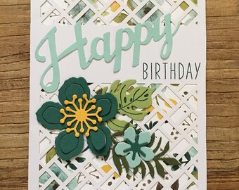 Handcrafted floral birthday card