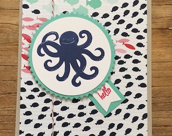 Friendly octopus greeting card