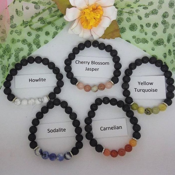 Diffuser Bracelet, 8mm, aromatherapy, Gemstone bracelets, Women's bracelet, Gemstone lava bracelet, bead bracelet, essential oils