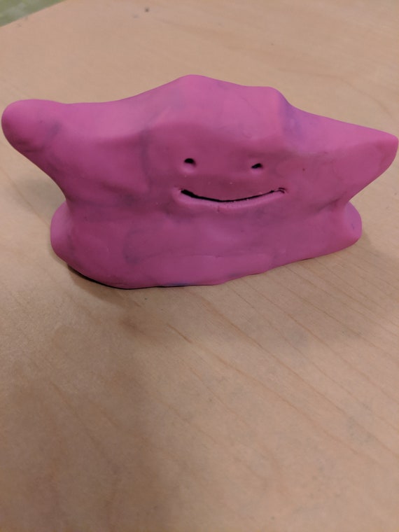 Pink Ditto 132 Handmade Polymer Clay Baked Pokemon