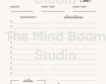 Recipe card Printable