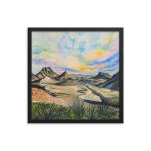 Echoes of Big Bend: A Texas Landscape in Oil by Jenny Tseitlin, 2023. Framed poster 18x18