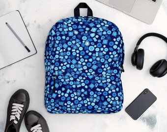 Blue Sapphires Backpack, Blue Gem Stones backpack, Blue Gems backpack, Blue Rocks backpack, Blue Diamonds backpack, RocksLovers