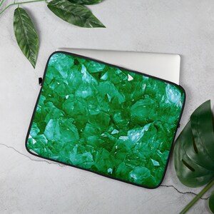 Emerald Crystals Laptop Sleeve, Emerald laptop cover, Emerald laptop protection, rockslovers, emerald laptop bag