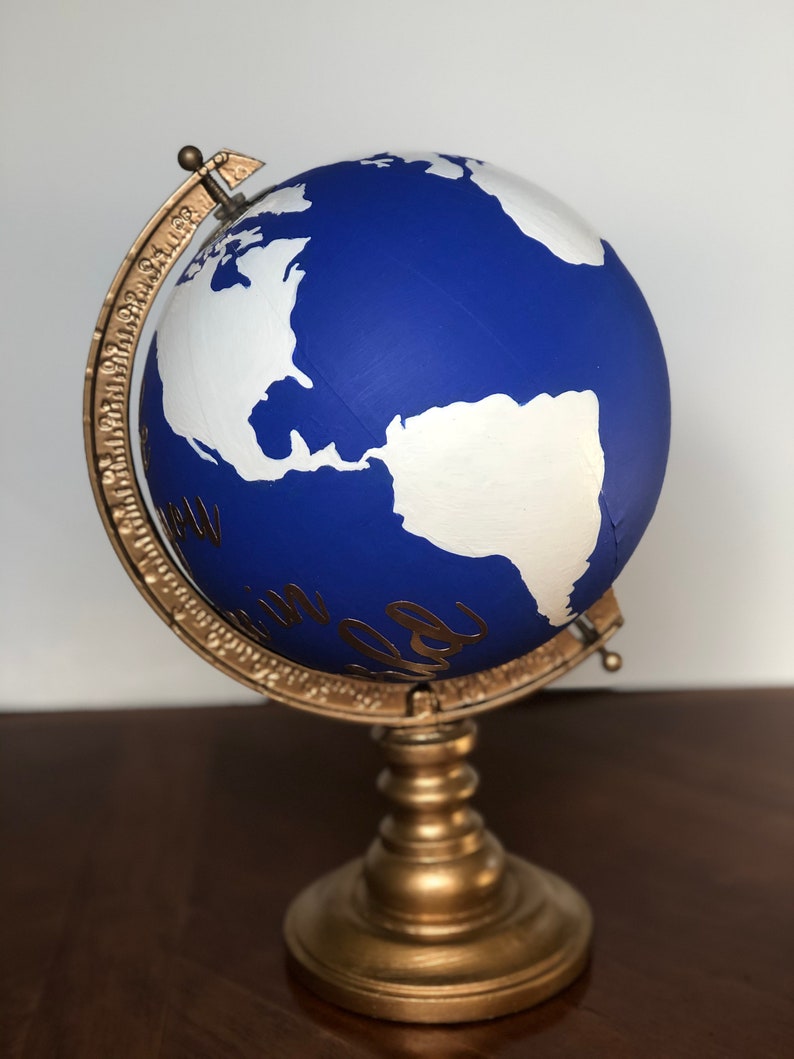 Blue/ White Bronze Globe - Etsy