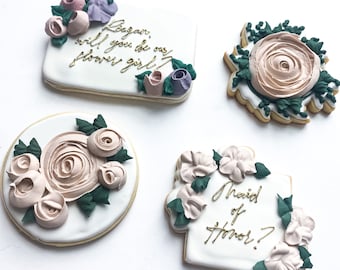 Floral Bridesmaid Proposal Cookies