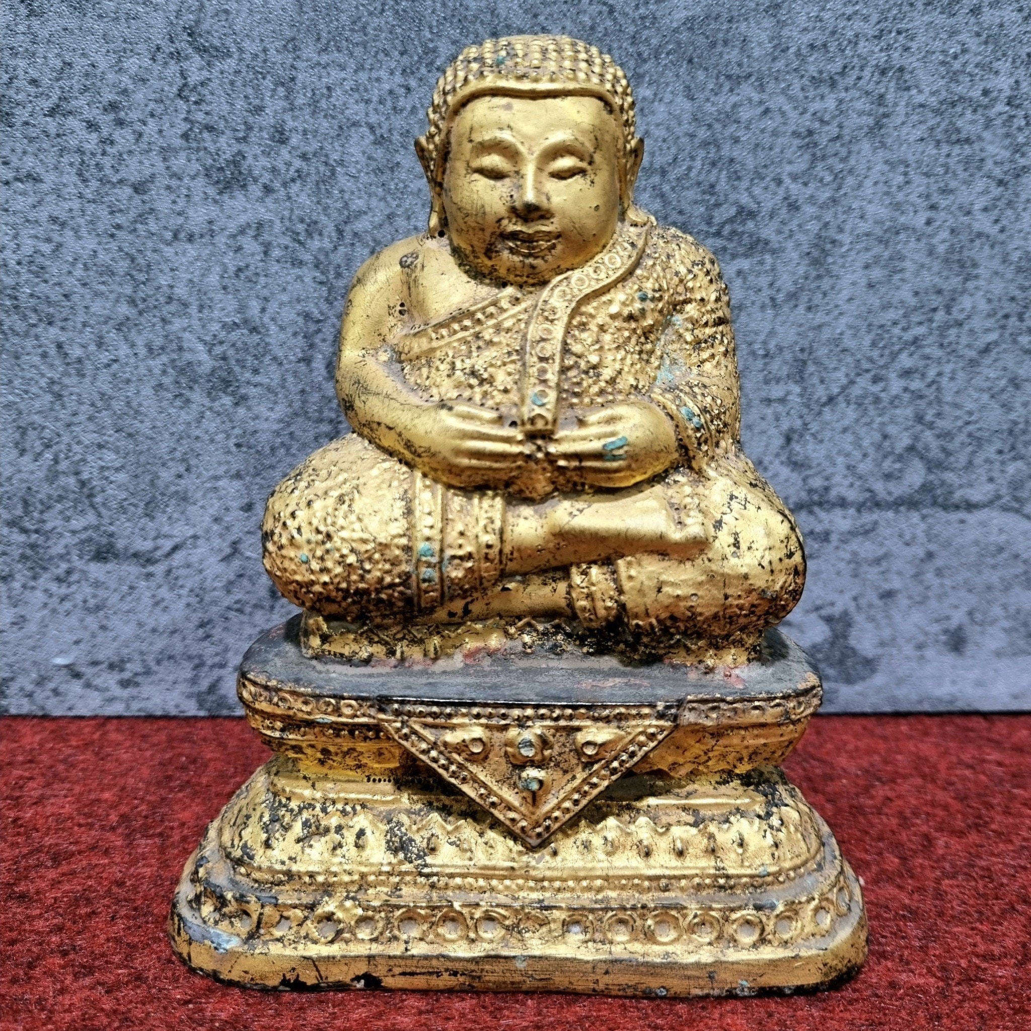 BUDDHA Statuette Figur Amulett Messing thailändisch Thailand b81 