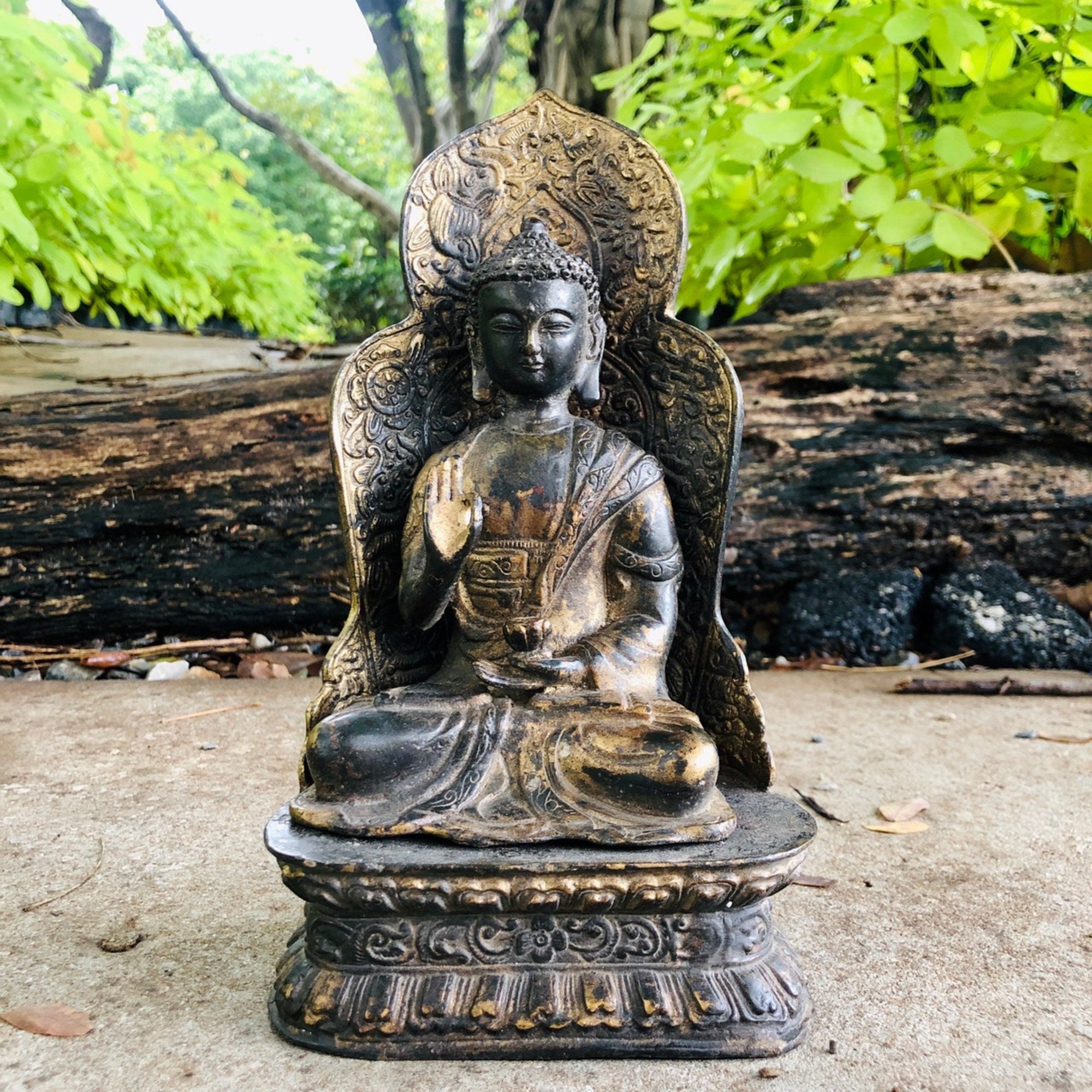 Gautama Buddha Statue On table Handmade Carved Antique Gild Etsy