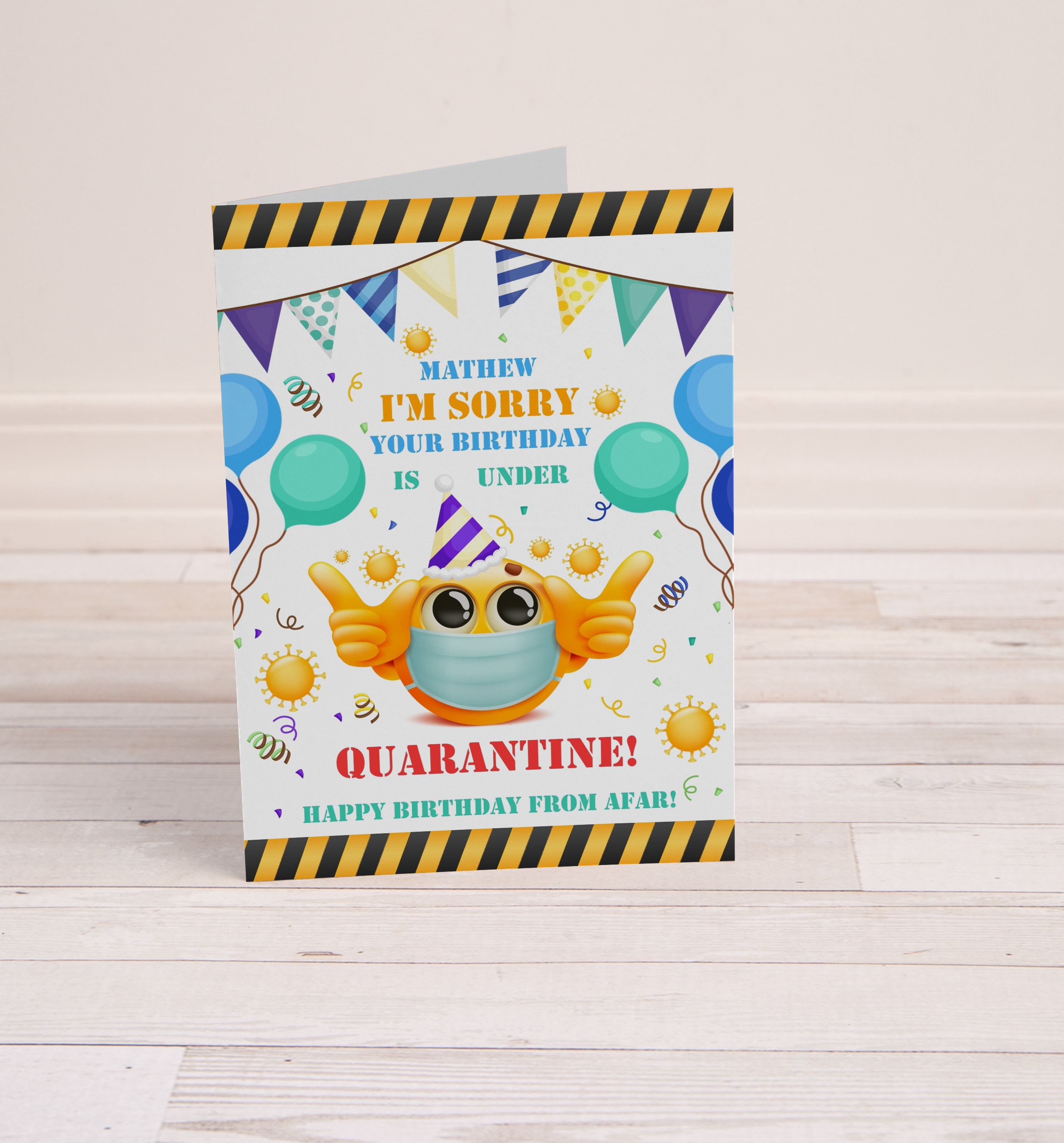 EDITABLE Quarantine Birthday Card Digital Quarantine Card Etsy