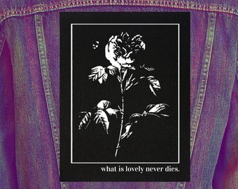 What is Lovely Never Dies sew-on back patch