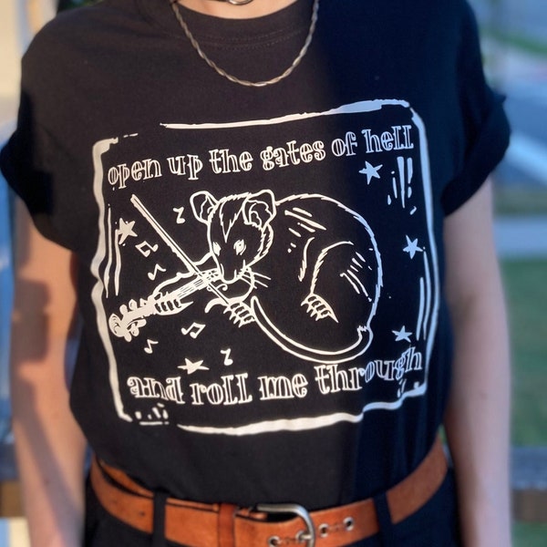Folk Punk "Open Up the Gates of Hell" possum fiddle shirt