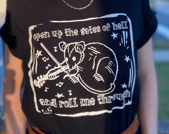 Folk Punk "Open Up the Gates of Hell" possum fiddle shirt