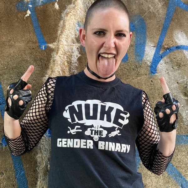 Nuke the Gender Binary non-binary genderqueer cotton t-shirt