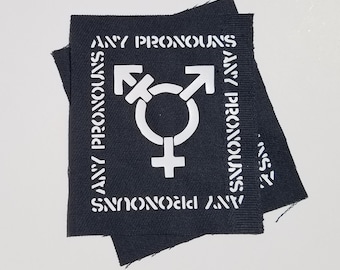 ANY PRONOUNS anarcho trans punk sew-on patch