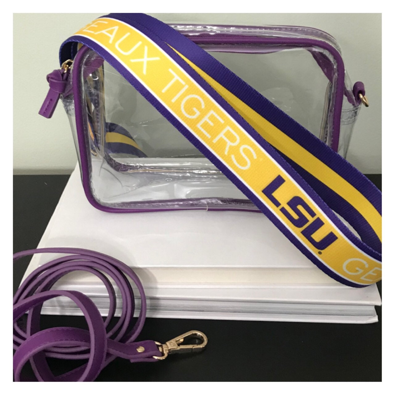 Clear Purse With Strap Stadium Approved Purse LSU Tigers Geaux Etsy