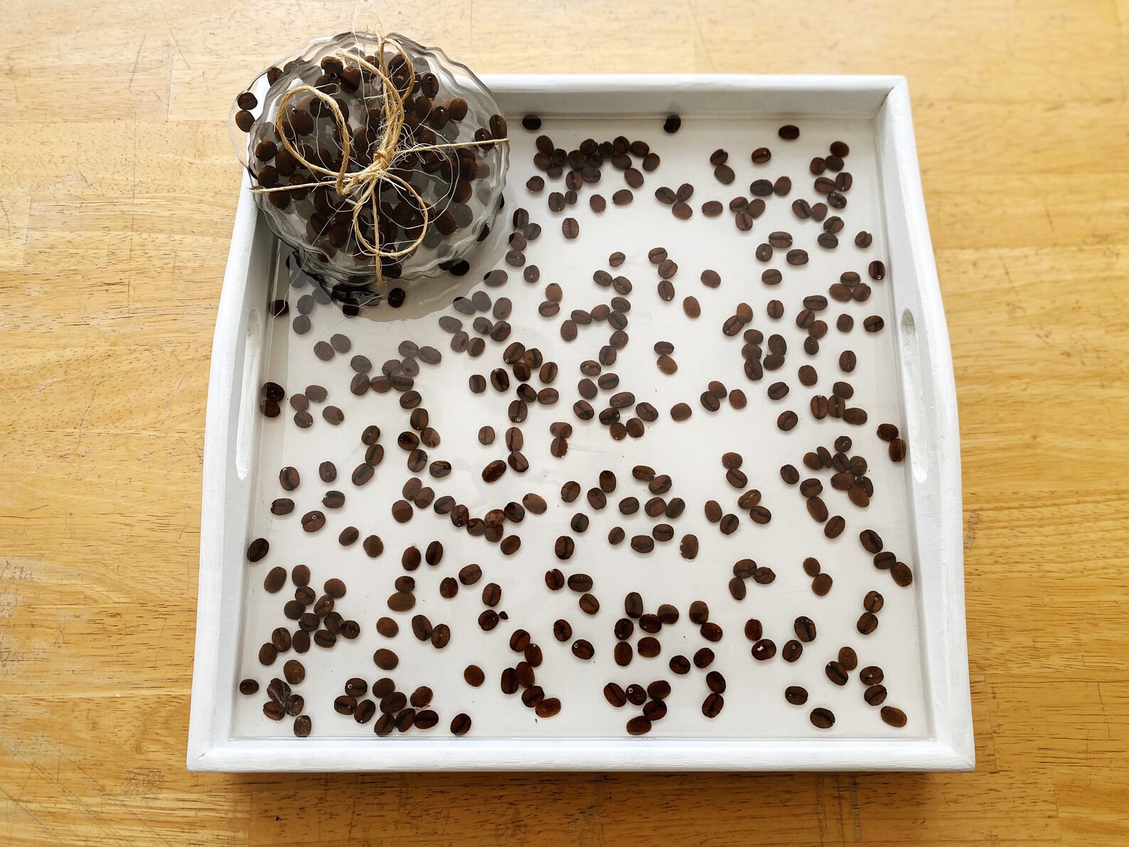 Coffee Bean in resin epoxy serving tray and coaster set. Etsy