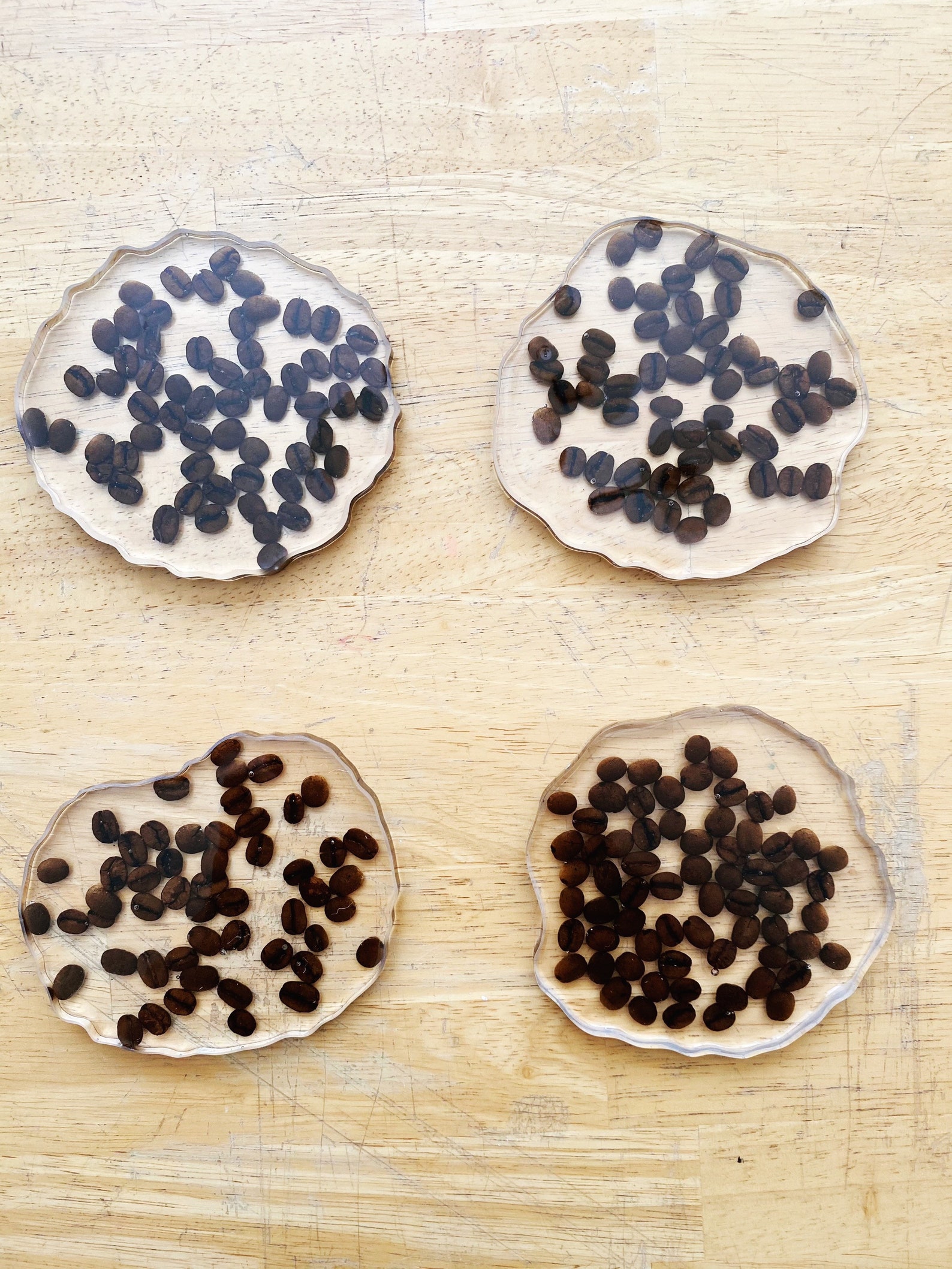 Coffee Bean in resin epoxy serving tray and coaster set. Etsy