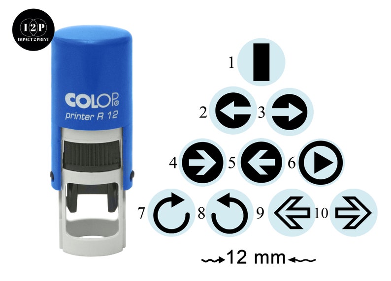 Choose Your Personalized Icon Round Rubber Stamp Self Inking COLOP Mini Stamper 12 mm-Violet Ink