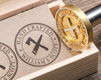 Custom Axe & Saw Logo Branding Iron, Woodworker Gift