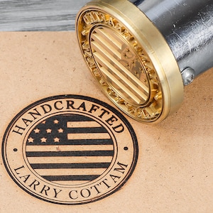 Custom brand iron / Flag themed iron with custom signature,Custom leather stamp / Custom branding iron for woodworking.