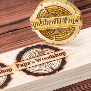 Custom wood burning stamp,Electric branding iron,Tree ring wood themed logo with customizable name.Electric wood burning stamp