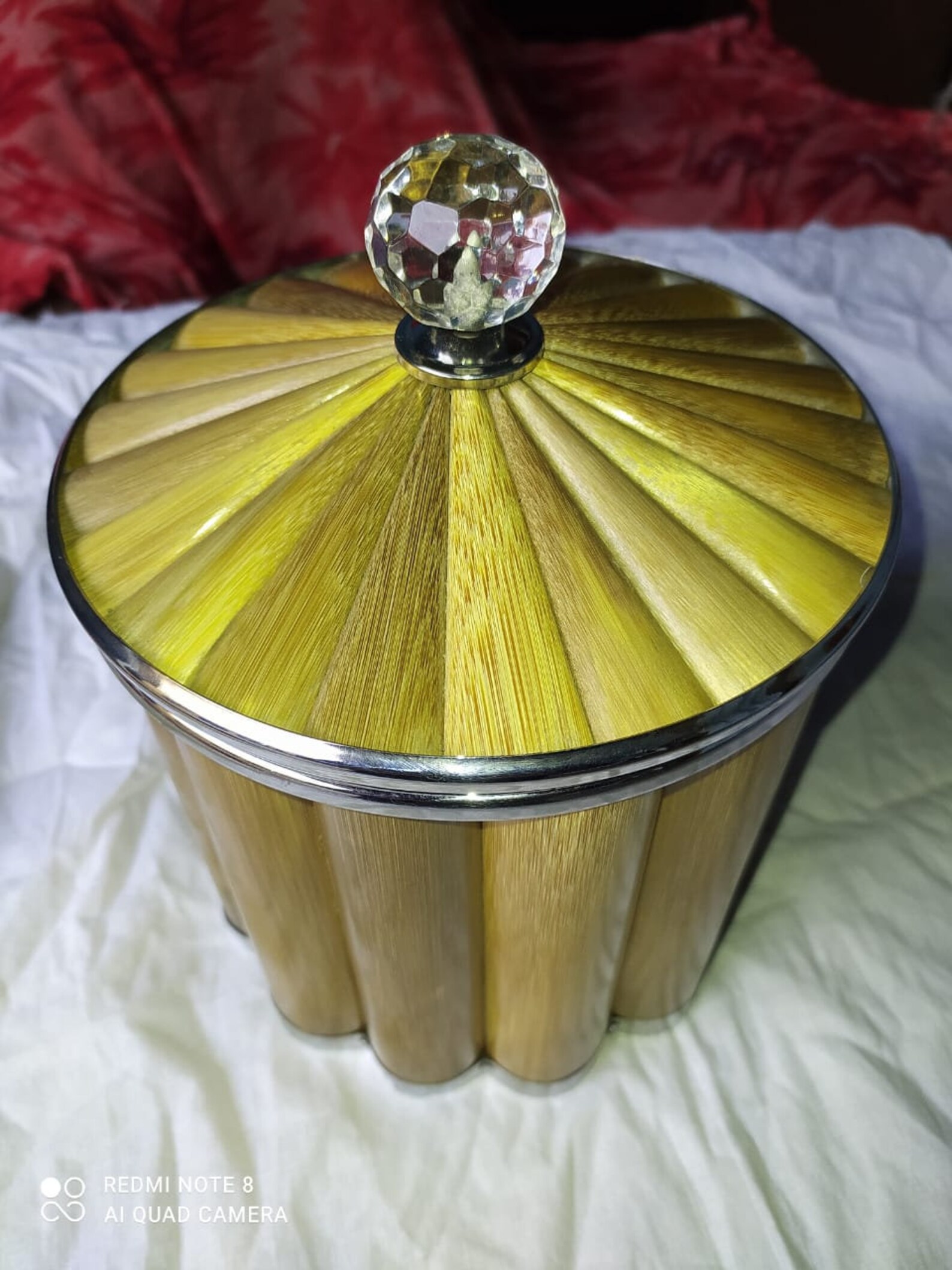 Vintage Tiki Barware Ice Bucket with Lid Bamboo wood inlay Etsy