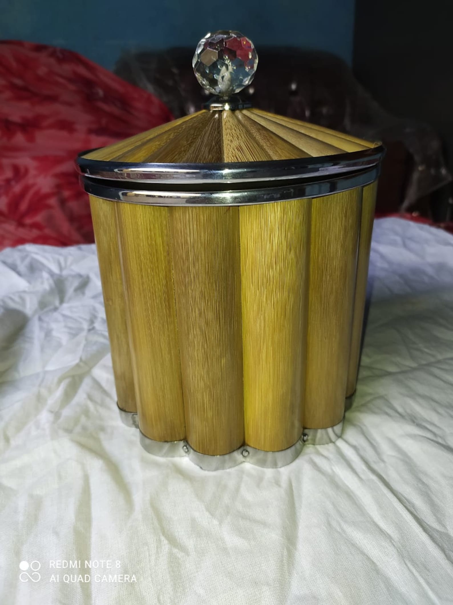 Vintage Tiki Barware Ice Bucket with Lid Bamboo wood inlay Etsy